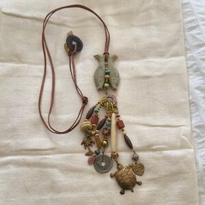 Bohemian Fish and Turtle Pendant Necklace